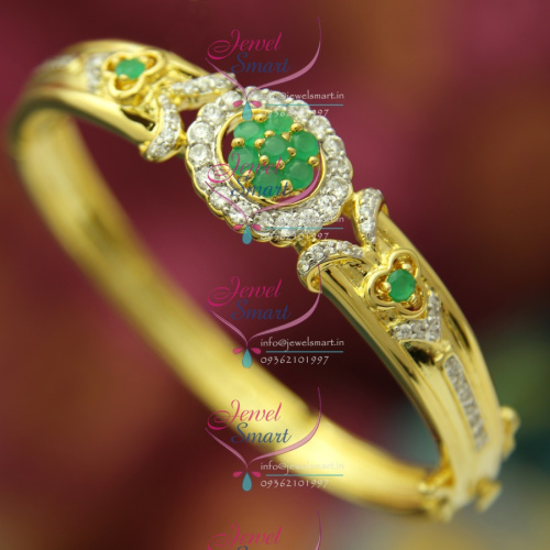 BO2523 CZ Emerald Exclusive Open Floral Design Delicate Kada Gold Imitation Jewellery Online