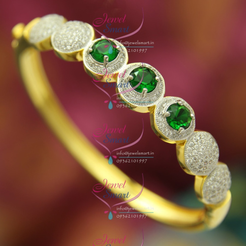 BO2527 CZ Green Stylish Open Design Delicate Kada Imitation Jewellery Online