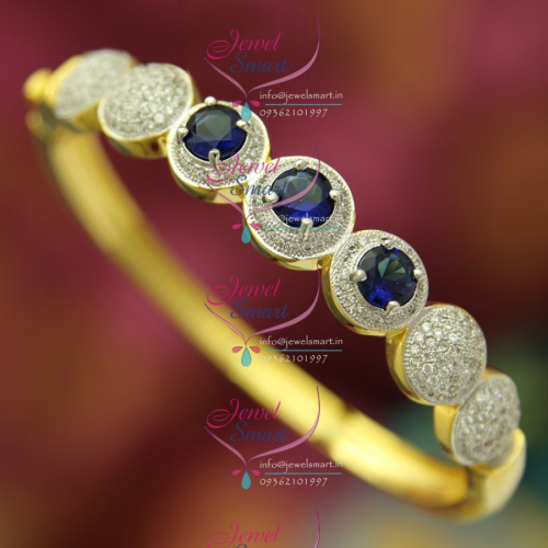 BO2528 CZ Blue Stylish Open Design Delicate Kada Imitation Jewellery Online