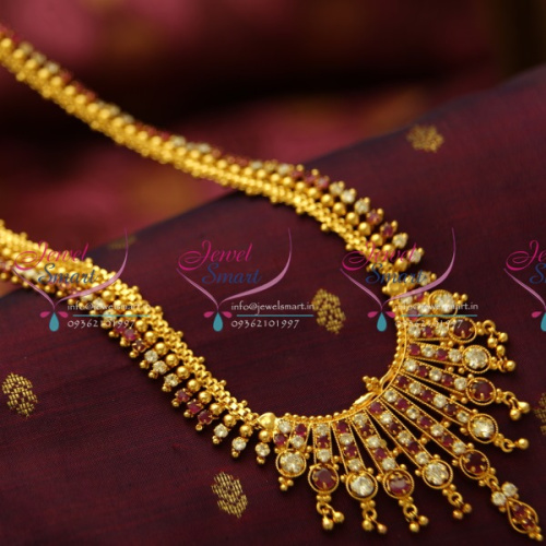 NL1492 Ruby White AD Beads Design Haram Gold Look Traditional Collections Online