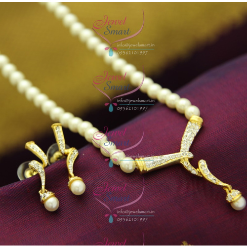 NE8937 Single Line Coated Japan Pearls Two Tone Gold Silver Pendant Stylish Jewellery