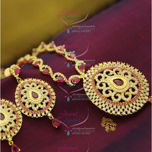 NL0423 South Indian Traditional Ruby CZ Long Haaram Necklace Wedding Jewellery