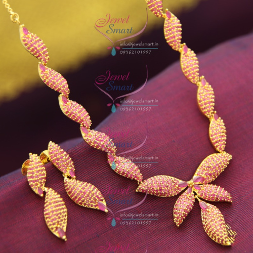 NL1229 Ruby CZ Necklace Fancy Gold Design Imitation Jewelry Online