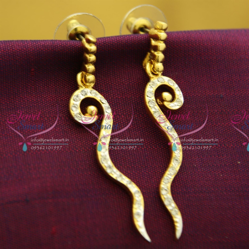 E8380 Fancy Elegant Stylish Two Tone Gold Silver Plated Earrings Austrian Stones Press Lock