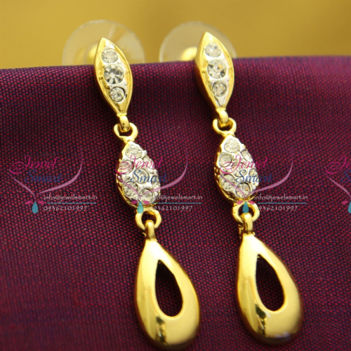 E6227 Fancy Elegant Stylish Two Tone Gold Silver Plated Earrings Austrian Stones Press Lock