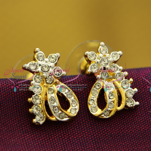E9930 Fancy Elegant Stylish Two Tone Gold Silver Plated Earrings Austrian Stones Press Lock