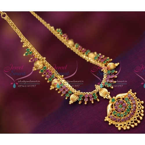NL6345 Ruby Emerald Fancy Design Imitation Jewellery Necklace Set Buy Online
