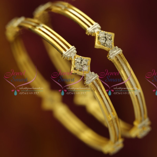 B6081S 2.4 Size 2 Pcs Two Tone Gold Silver Plated Bangles Buy Online