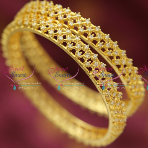 B3248B 2.8 Size American Diamond Gold Plated Exclusive Fancy Design Bangles