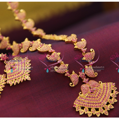 NL2806 Grand Ruby Traditional Indian Mango Design Jewellery Ethnic Set Online