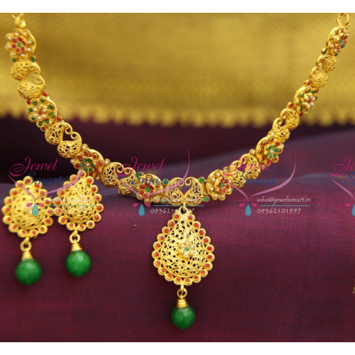NL0081 Brass Handmade Gold Finish Delicate Fancy Necklace Jewellery Online