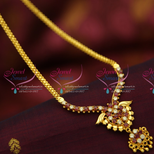 NL5148 Ruby White Pendant Flat Chain Gold Look Traditional Jewellery Buy Online