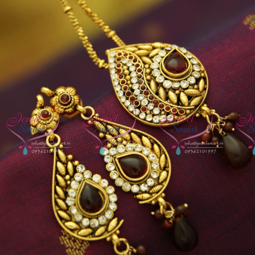 PS2858 Antique Gold Plated Chain Pendant Set Online Offer Value for Money