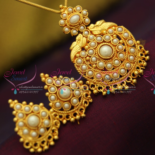 PS2861 Reddish Yellow Plated Pearl Stones Fancy Drops Gold Imitation Pendant Sets Online