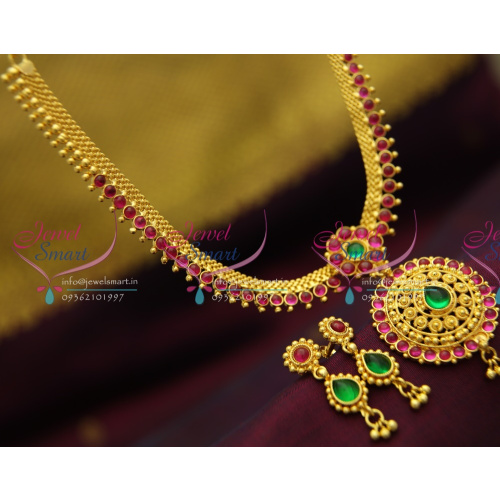NL2870 Temple Kempu South Indian Traditional Gold Design Imitation Jewellery Collections