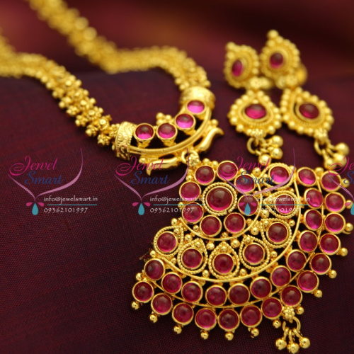 NL5157 Fancy Gold Plated Chain Kemp Ruby Jewellery South Indian Fashion Jewellery Online