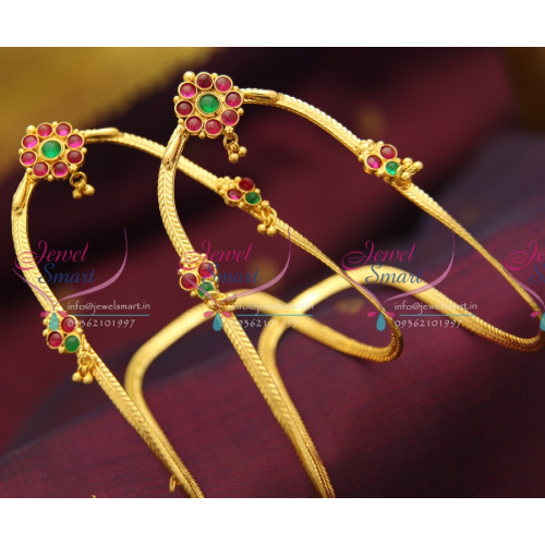 AR2893 Indian Traditional Kempu Vanki Aravanki Precious Stones Gold Design Online