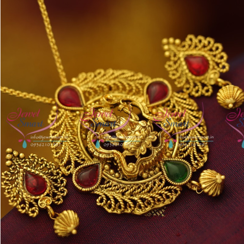PS2974 Antique Nagas Chain Pendant Sets South Indian Temple Jewellery Online