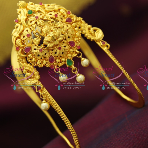 AR2987 Indian Traditional Kempu Temple Laxmi Vanki Aravanki Precious Stones Gold Design Online