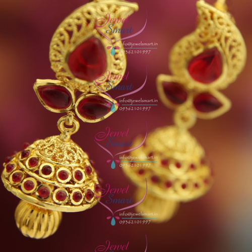 Kemp Ruby Emerald Gold Plated Exclusive Real Jewellery Design Fashion Jhumka Online