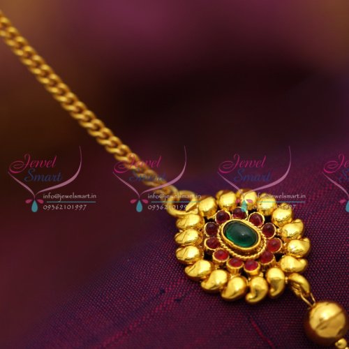 T1625 Kemp Maang Tikka Latest Gold Design South Traditional Wedding Jewellery