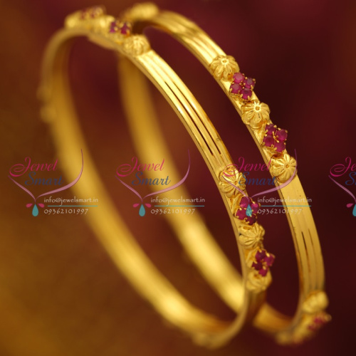 B6112B 2.8 Size Ruby Gold Design 2 Pcs Bangles Buy Online Imitation Jewellery