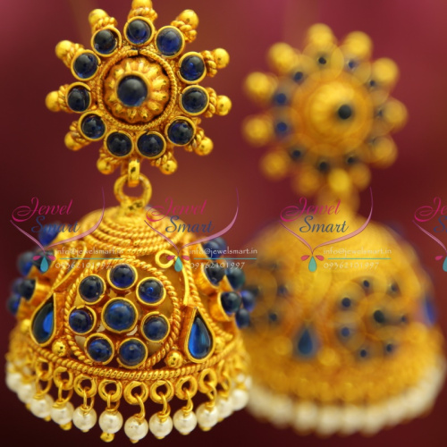 E4223 Red Gold Plated Broad Beads Design Pearl Hangings Jhumka Earrings Buy Jewellery Online