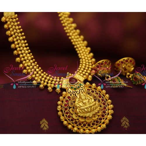 NL5246 Kemp Temple Laxmi Beads Broad Pendant Design Gold Plated Jewellery Online