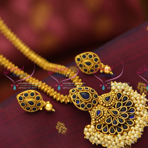 NL5254 Fancy Gold Design Handmade Chain Kemp Locket Set Jhumka Buy Online