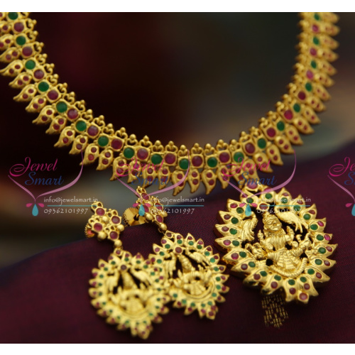 NL3159 South Indian Traditional Temple Jewellery Collections Gold Plated Laxmi Necklace