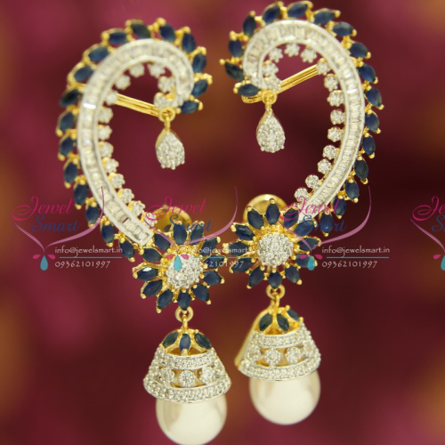 ER3191 Big Broad Grand CZ Bridal Earrings Fancy Trendy Stylish Indian Jewelry