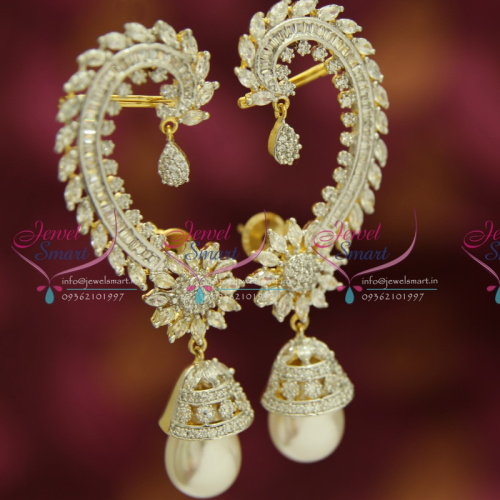 ER3192 Big Broad Grand CZ Bridal Earrings Fancy Trendy Stylish Indian Jewelry