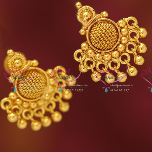 E3199 South Indian Traditional Screwback Gold Design Low Price Earrings Online