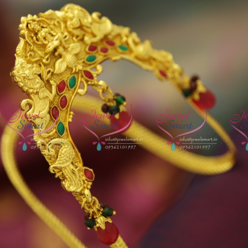 AR3200 Indian Traditional Kempu Temple Laxmi Vanki Aravanki Precious Stones Gold Design Online