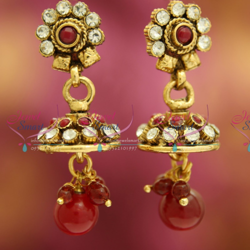J3236 Mini Antique Gold Plated Jhumka Handmade Fancy Jewellery Low Price Online