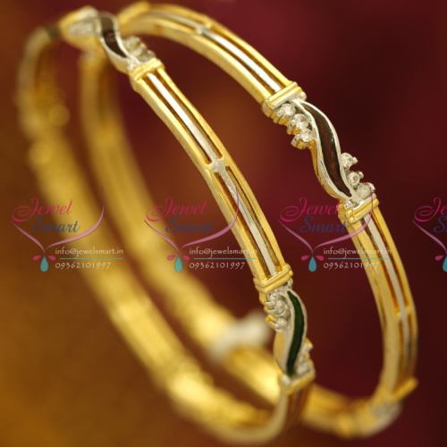 B6108B 2.8 Size 2 Pcs White Meenakari Design Gold Plated Bangles Buy Online