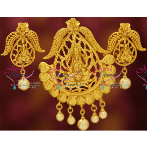PS3262 Temple Laxmi God Kemp One Gram Plated Pendant Earrings Ethnic Jewellery Buy Online