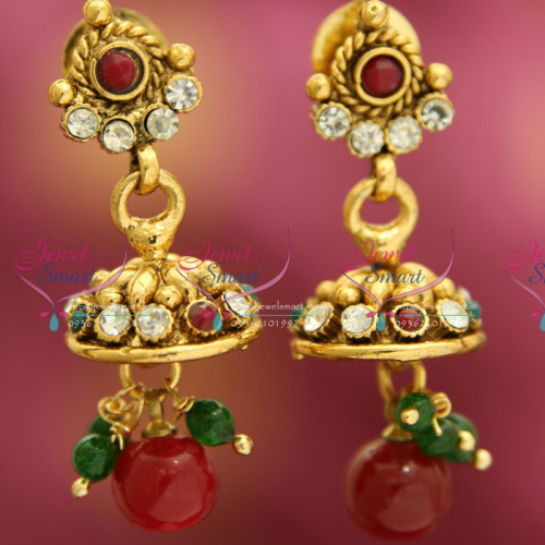 J3300 Mini Antique Gold Plated Jhumka Handmade Fancy Jewellery Value for Money