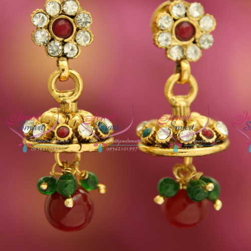 J3301 Mini Antique Gold Plated Jhumka Handmade Fancy Indian Jewellery Value for Money