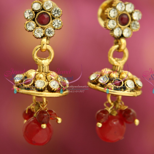 J3302 Mini Antique Gold Plated Jhumka Handmade Fancy Indian Jewellery Value for Money