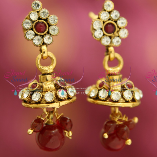 J3303 Mini Antique Gold Plated Jhumka Handmade Fancy Indian Jewellery Value for Money 