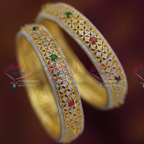 B5332B 2.8 Size Grand Broad AD White Ruby Bangles Wedding Dulhan Jewellery Gold Plated Online
