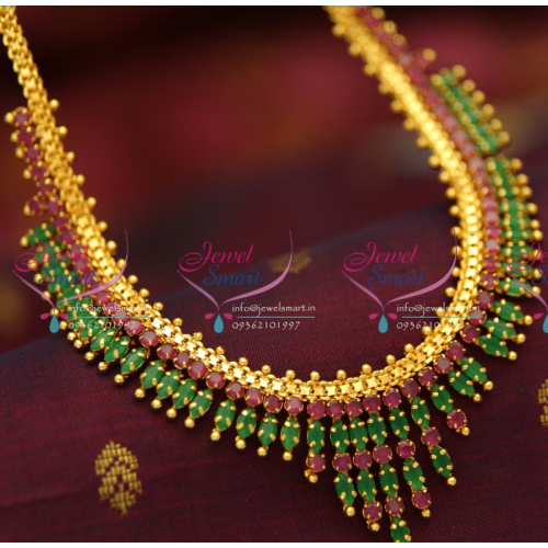 NL3353 Ruby Emerald Gold Design Imitation Jewellery Necklace Set Buy Online