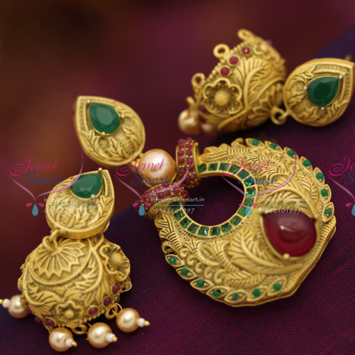 PS3359 Latest Antique Mat Finish Jewellery Nakshi Design Pendant Jhumki Buy Online