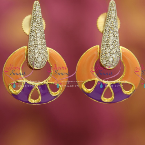 ER3378 Colourful American Diamond Meenakari Fancy Earrings Online Fashion Jewelry