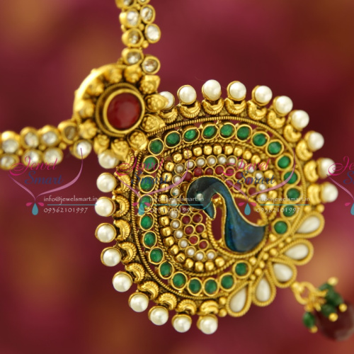 NL1921 Gold Plated Peacock Design Artificial Traditional Indian Jewellery Set
