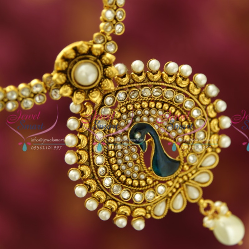 NL1920 Gold Plated Peacock Design Artificial Traditional Indian Jewellery Set