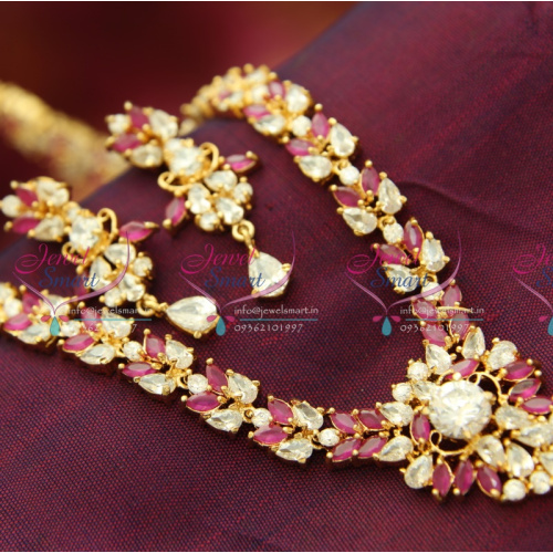 ADL0004 Indian Traditional Jewelry Gold Plated Ruby Long Necklace Haram Fashion Earrings