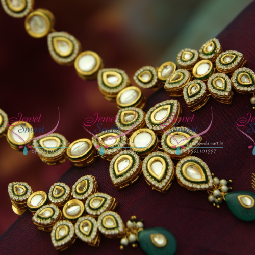 NL3412 Real Kundan AD Stones Exclusive Party Wear Grand Jewellery Set Online