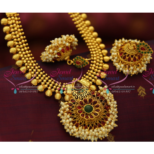 NL5253 Kemp Temple  Beads Broad Pendant Design Gold Plated Jewellery Onlineted Handwork Pendant Chain